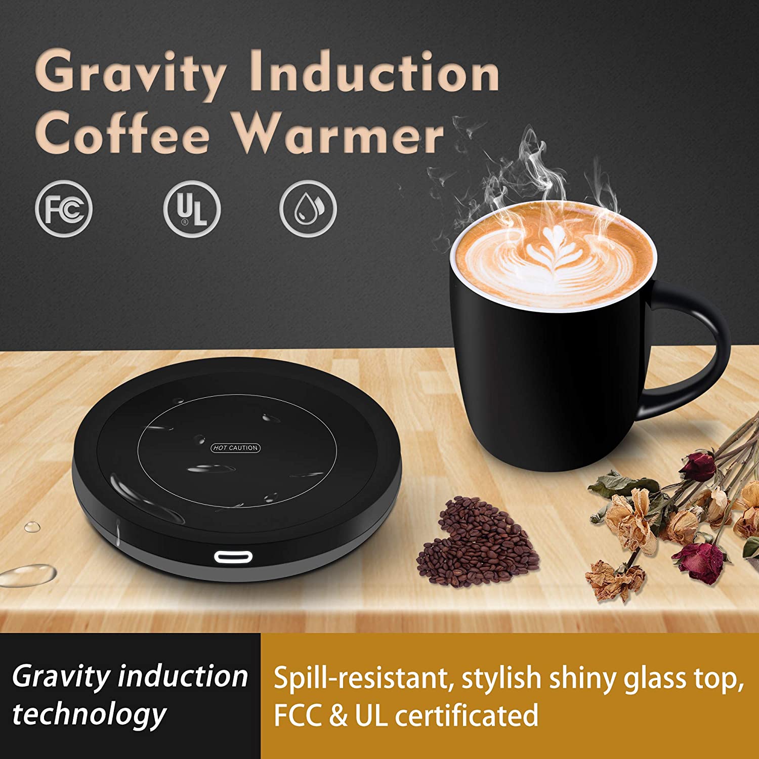 Smart Coffee Warmer and Wireless Charger with Ceramic Cup, Auto On/Off  Gravity-induction Mug Warmer for Office Desk Use, Candle Wax Cup Warmer  Heating