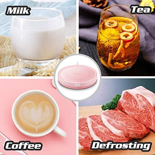 Gynnx Warmer Coffee Cup,Beverage Warmers, Mug Warmer for Desk Coffee Warmer  for Heating Coffee, Beverage, Milk, Tea and Hot Chocolate(Pink)