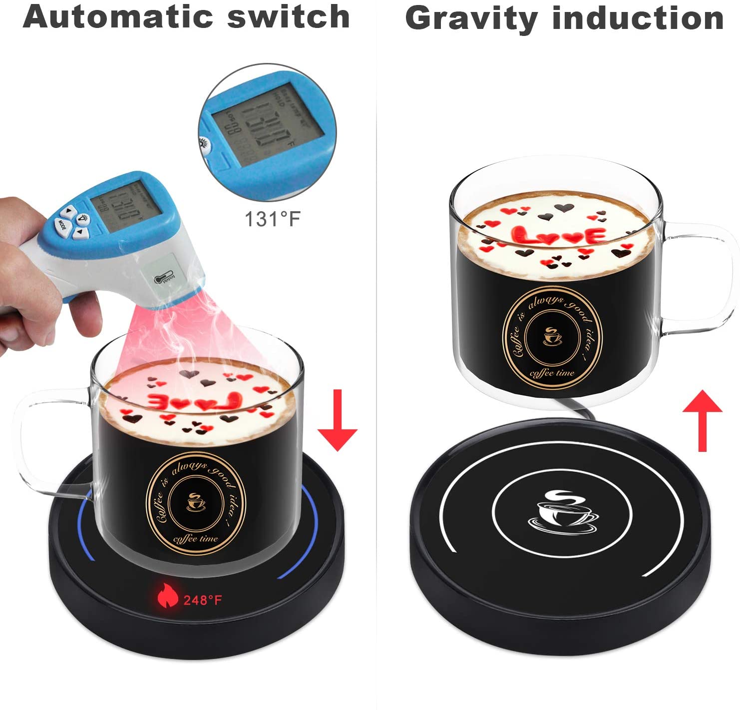 BESTINNKITS Smart Coffee Mug Warmer, Auto On/Off Gravity-induction